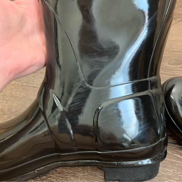 Hunter Womens original black tall gloss rain boots 10 - Picture 6 of 10